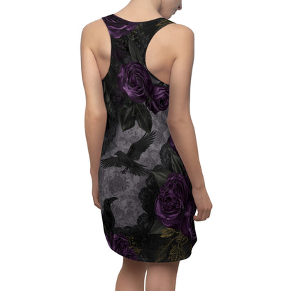 Gothic Raven & Purple Rose Racerback Dress