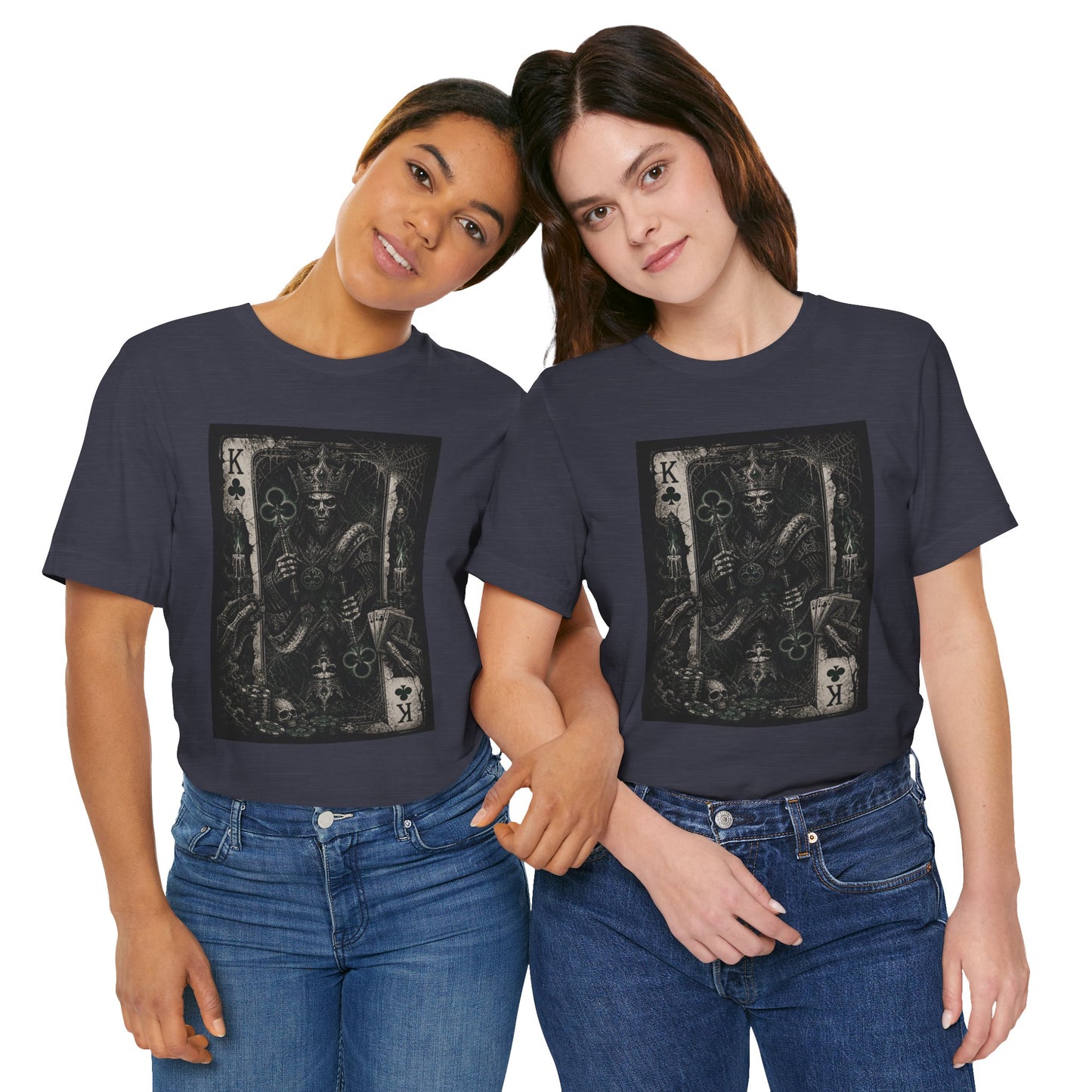 King of Clubs Gothic Playing Card Tee — Dark Skull Poker Graphic T-Shirt