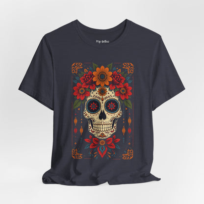 Day of the Dead Sugar Skull T-Shirt — Floral Calavera Graphic Tee