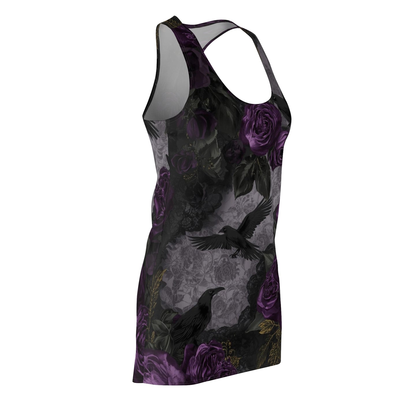 Gothic Raven & Purple Rose Racerback Dress