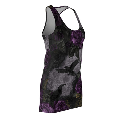 Gothic Raven & Purple Rose Racerback Dress