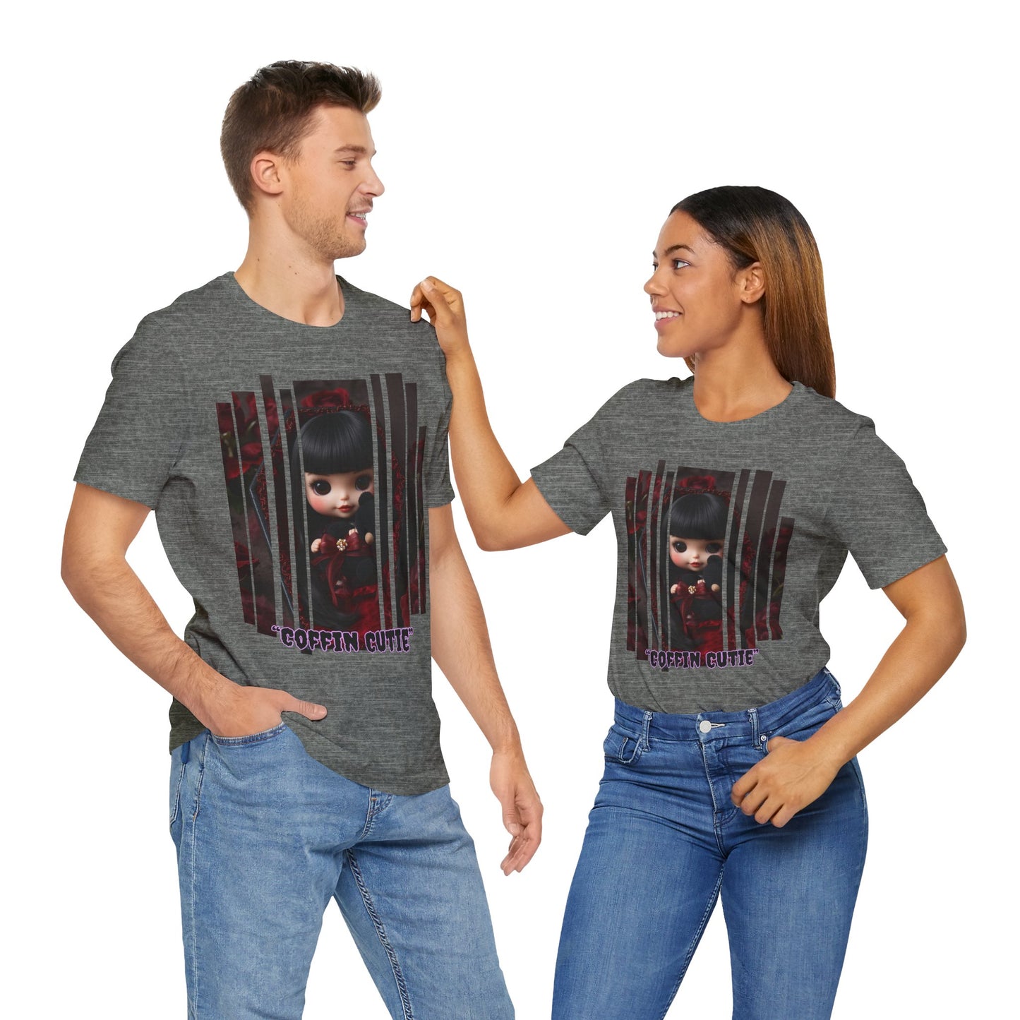 “Coffin Cutie” — cute Gothic doll peeking out from a small coffin Graphic T-Shirt – Alt Aesthetic Poetic Goth Street-wear