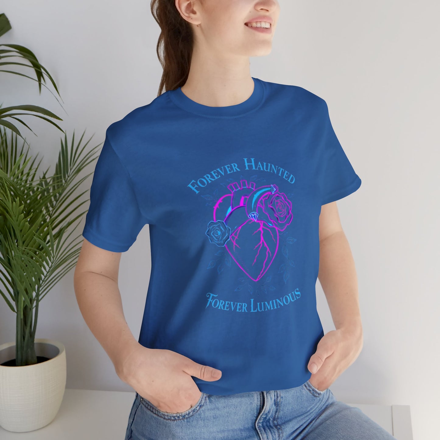 "FOREVER HAUNTED, FOREVER LUMINOUS"  Gothic Graphic T-Shirt – Alt Aesthetic Poetic Goth Streetwear