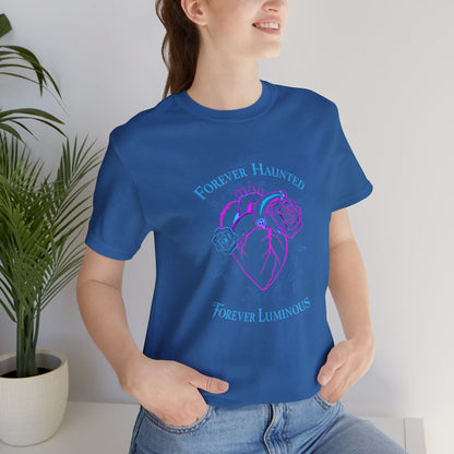 "FOREVER HAUNTED, FOREVER LUMINOUS"  Gothic Graphic T-Shirt – Alt Aesthetic Poetic Goth Streetwear