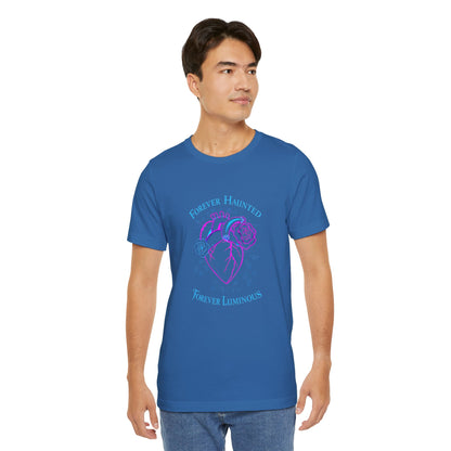 "FOREVER HAUNTED, FOREVER LUMINOUS"  Gothic Graphic T-Shirt – Alt Aesthetic Poetic Goth Streetwear