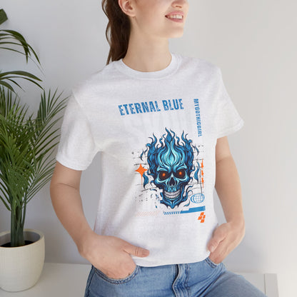 Eternal Blue Skull Flame Gothic Tee