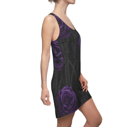 Purple Rose Gothic Racerback Dress — Women's Floral AOP Dress