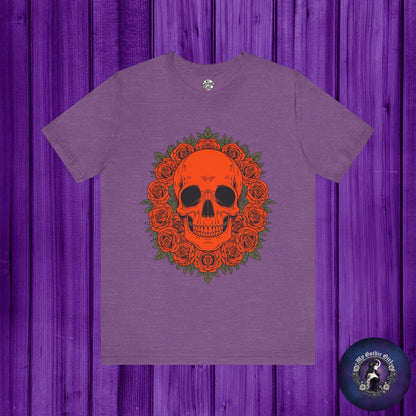 "ORANGE SKULL & ROSES"  Gothic Graphic T-Shirt – Alt Aesthetic Poetic Goth Streetwear