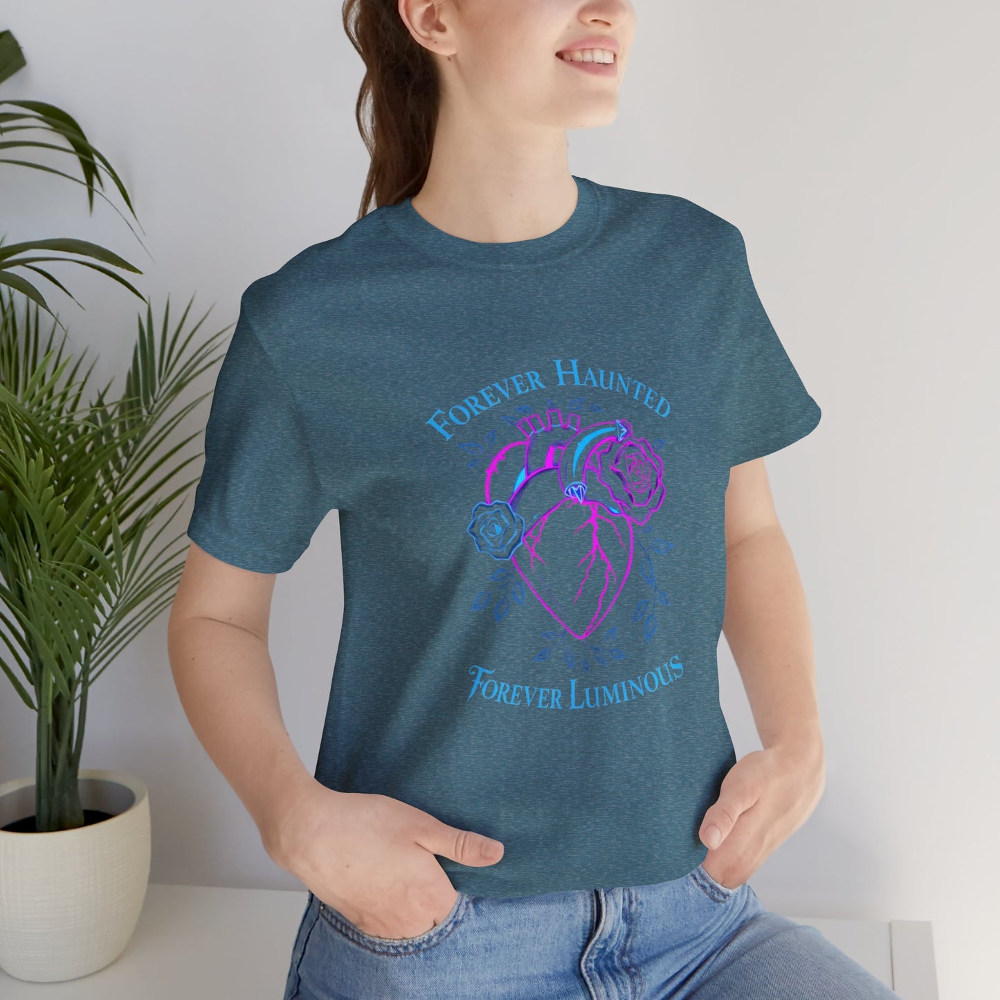 "FOREVER HAUNTED, FOREVER LUMINOUS"  Gothic Graphic T-Shirt – Alt Aesthetic Poetic Goth Streetwear