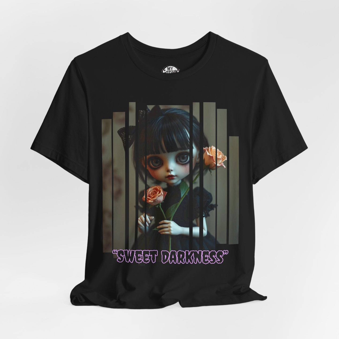 “Sweet Darkness” — Kawaii-style Gothic doll Graphic T-Shirt – Alt Aesthetic Poetic Goth Street-wear