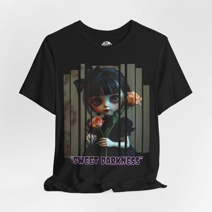 “Sweet Darkness” — Kawaii-style Gothic doll Graphic T-Shirt – Alt Aesthetic Poetic Goth Street-wear