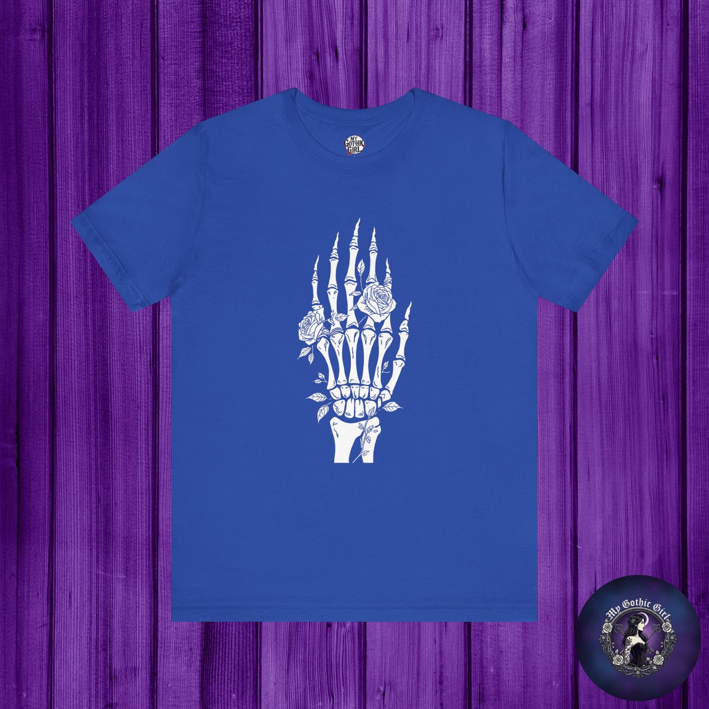 White Roses and Skeleton Hand  Gothic Graphic T-Shirt – Alt Aesthetic Poetic Goth Streetwear