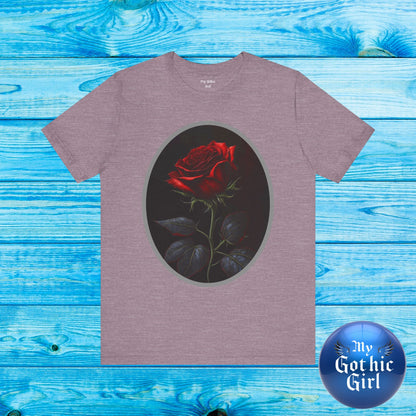 My Gothic Girl T-Shirts for Women & Men "Linda's Red Rose" Dark Aesthetic & Alternative Tees – My Gothic Girl