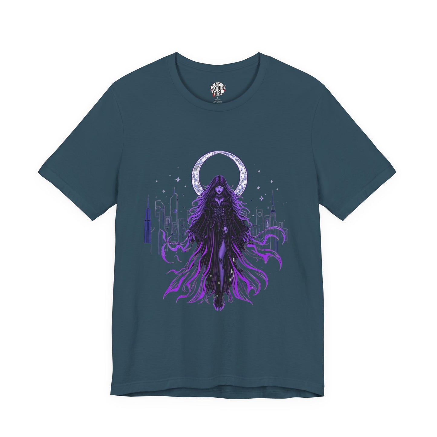 “Celestial Enchantress”  Gothic Graphic T-Shirt – Alt Aesthetic Poetic Goth Street-wear