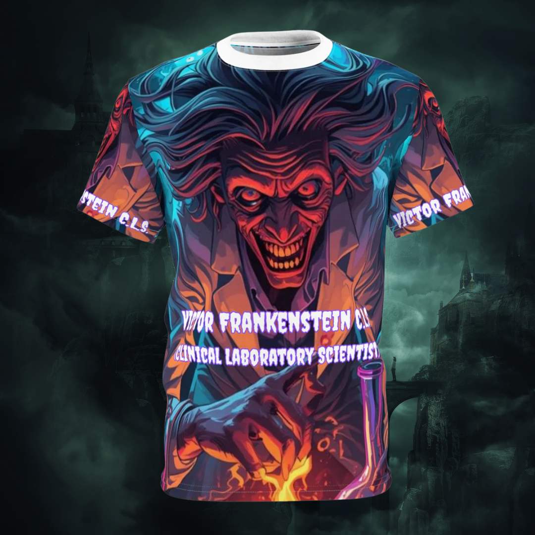 Victor Frankenstein C.L.S. Gothic Graphic T-Shirt – Dark Romance All Over Print Dr. Frankenstein Shirt | My Gothic Girl