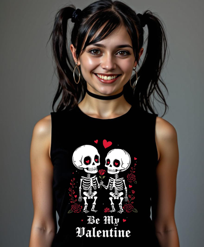 Cute Gothic Skeleton Romance Shirt — Women's Racerback Tank