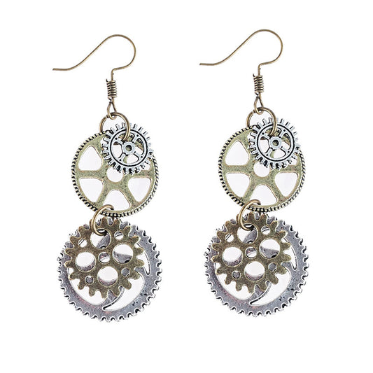 coadipress Antique Steampunk Gear Earrings for Women Unique Handmade Vintage Bronze Mix-tone Gothic Tool Earrings Jewelry Gifts (Antique Steampunk Gear)