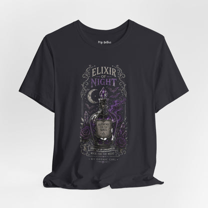 "Elixir of Night - Alchemy for the Soul" Gothic Design Short Sleeve T Shirt