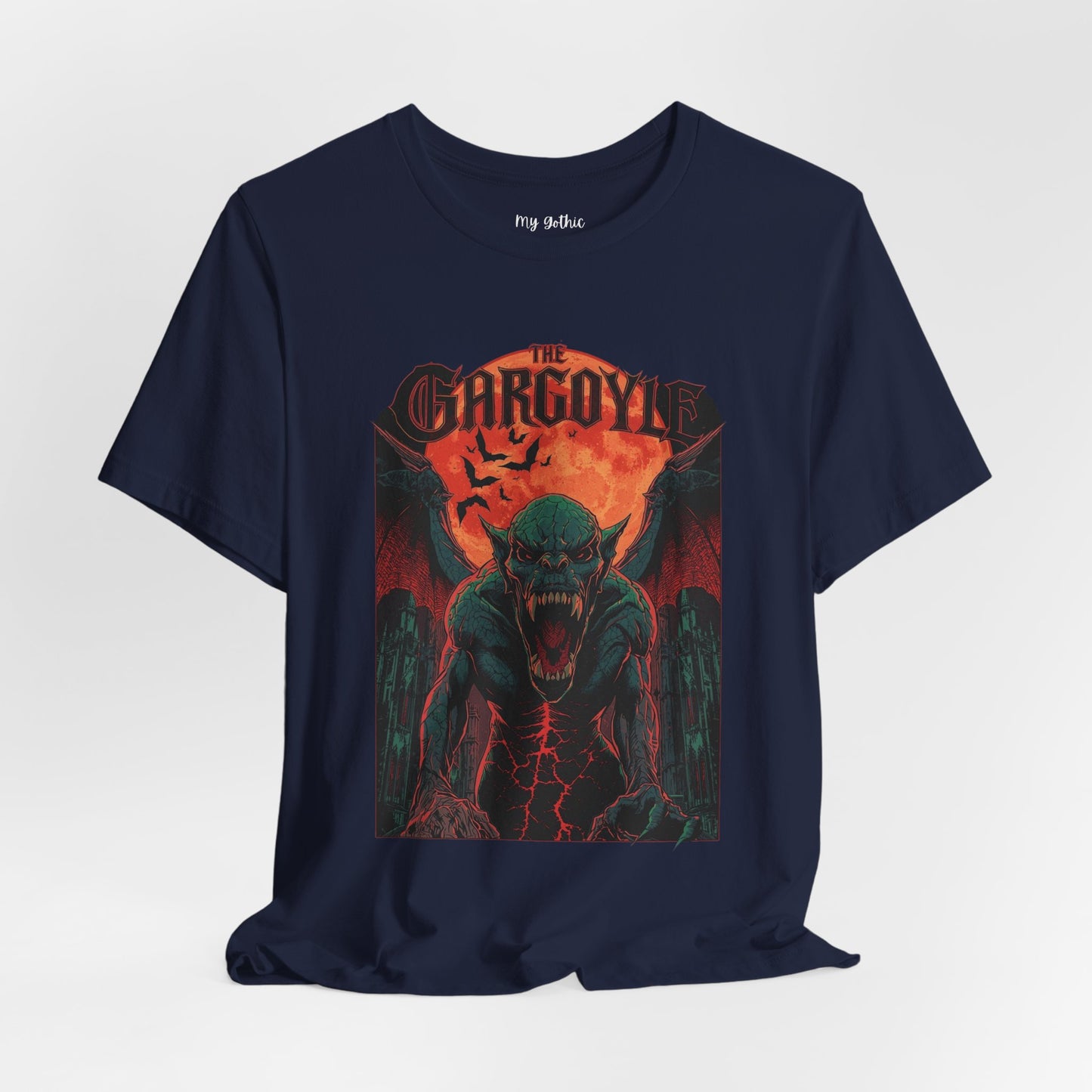 "The Gargoyle" — Dark Gothic Winged Statue Graphic Tee Design