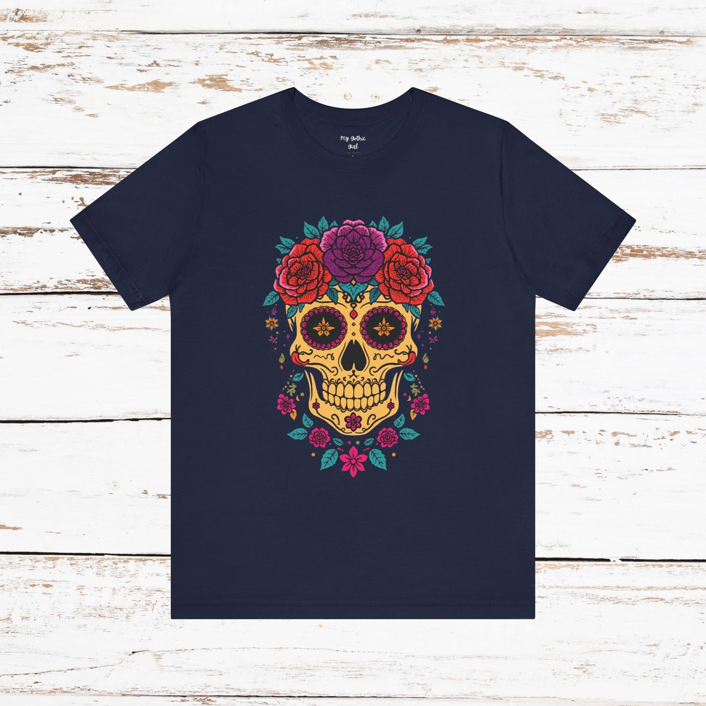 Day of the Dead Sugar Skull Tee — Floral Calavera Graphic T-Shirt
