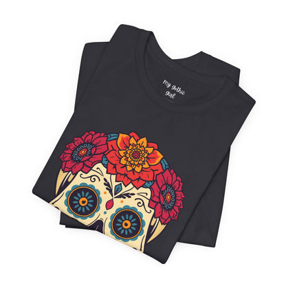 Day of the Dead Sugar Skull T‑Shirt — Floral Calavera Graphic Tee