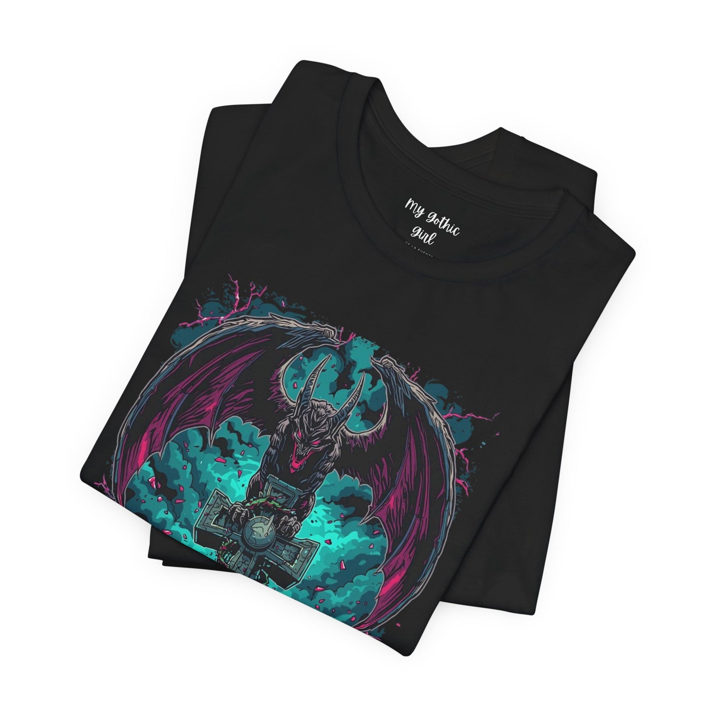 Gargoyle Graphic Tee — Dark Gothic Winged Statue Design