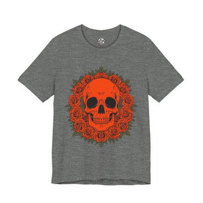 "ORANGE SKULL & ROSES"  Gothic Graphic T-Shirt – Alt Aesthetic Poetic Goth Streetwear