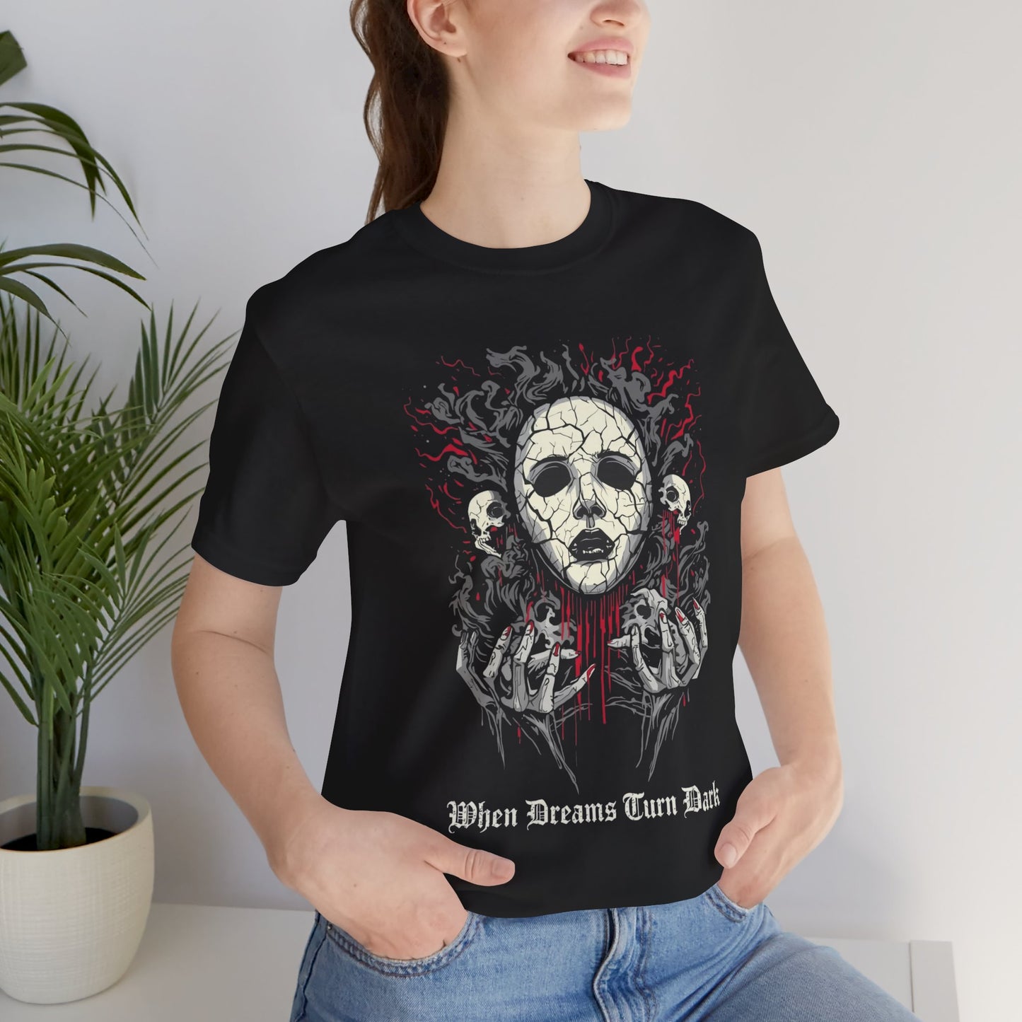 "When Dreams Turn Dark" Gothic Art The Cracked Face T Shirt