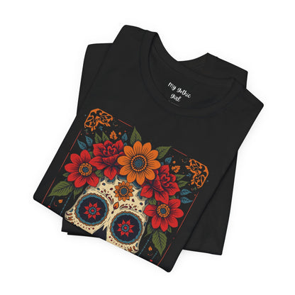 Day of the Dead Sugar Skull T-Shirt — Floral Calavera Graphic Tee