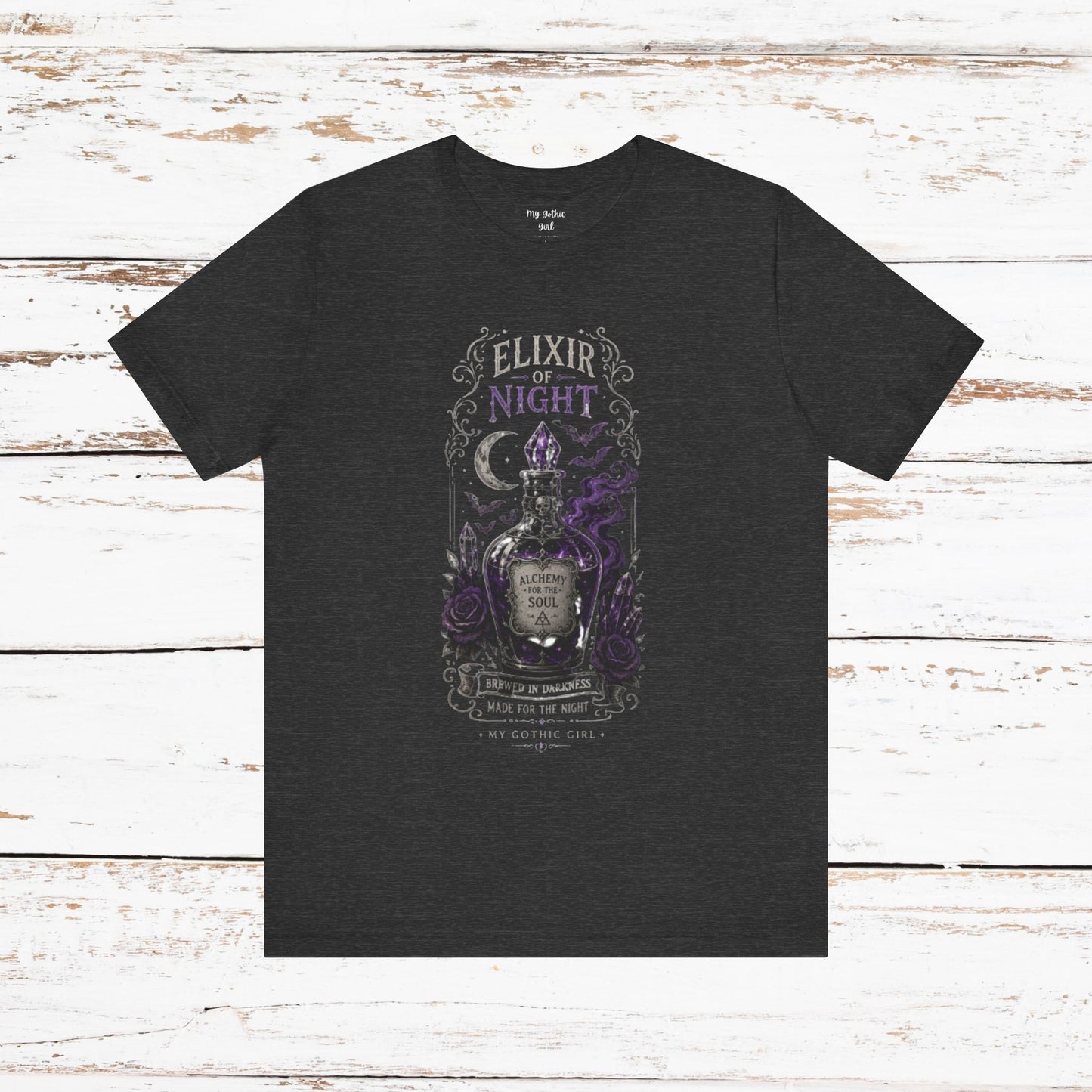 "Elixir of Night - Alchemy for the Soul" Gothic Design Short Sleeve T Shirt
