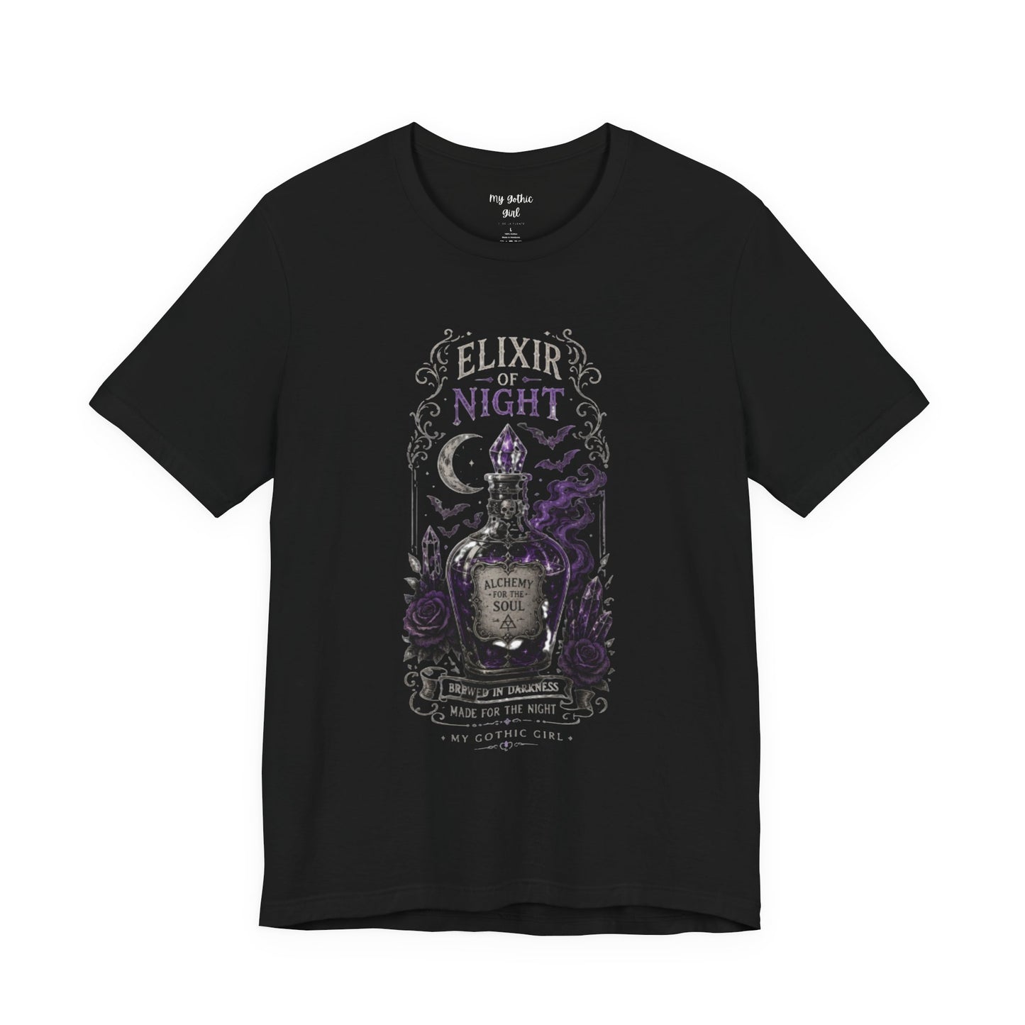"Elixir of Night - Alchemy for the Soul" Gothic Design Short Sleeve T Shirt