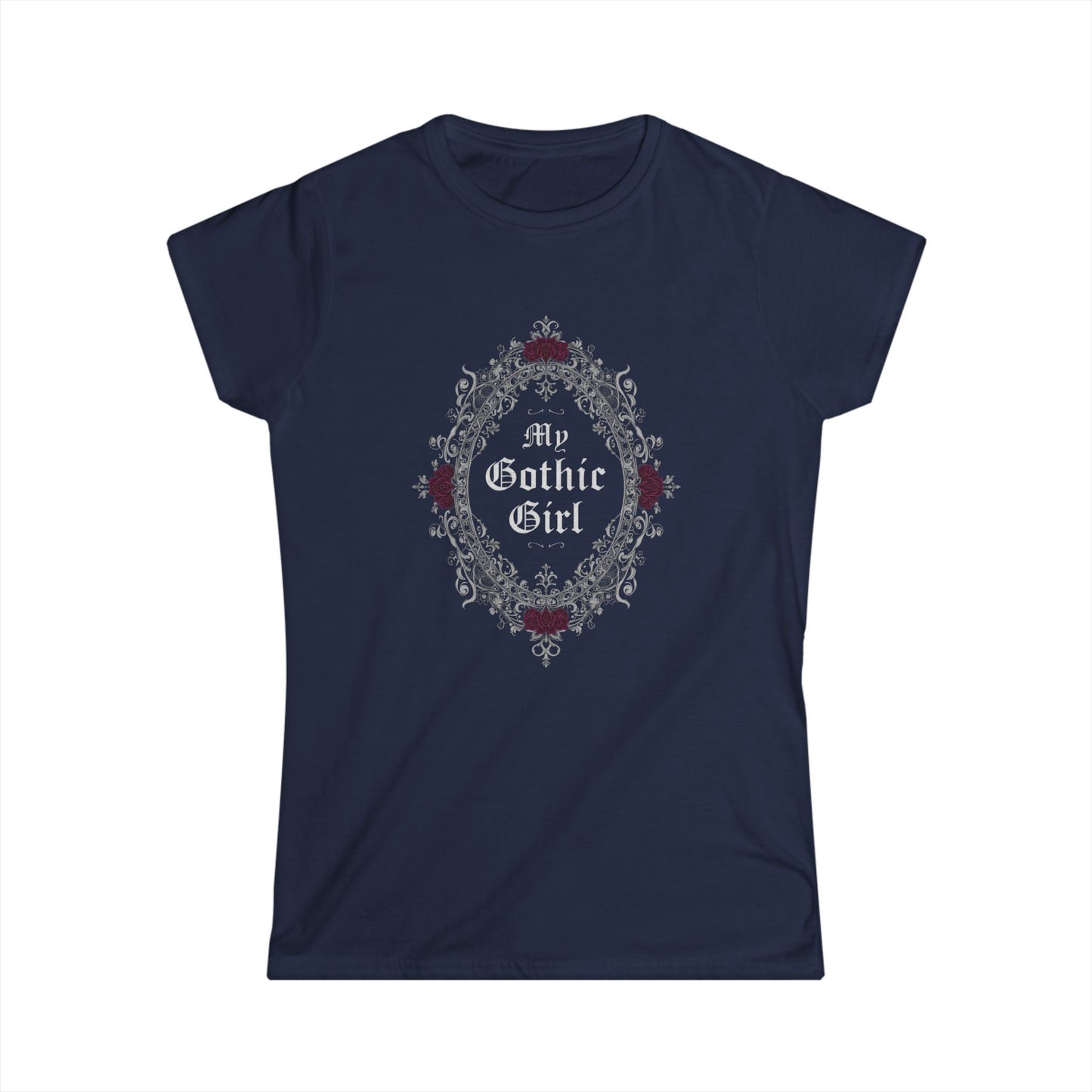 Gothic Fill-agree Lace & Roses Tee — "My Gothic Girl" Women's Graphic Shirt