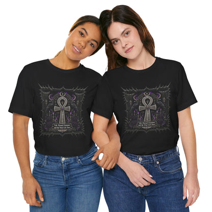 Ankh Gothic Tee — "Life, Eternal Existence and the Will to Fear" Black Graphic T-Shirt