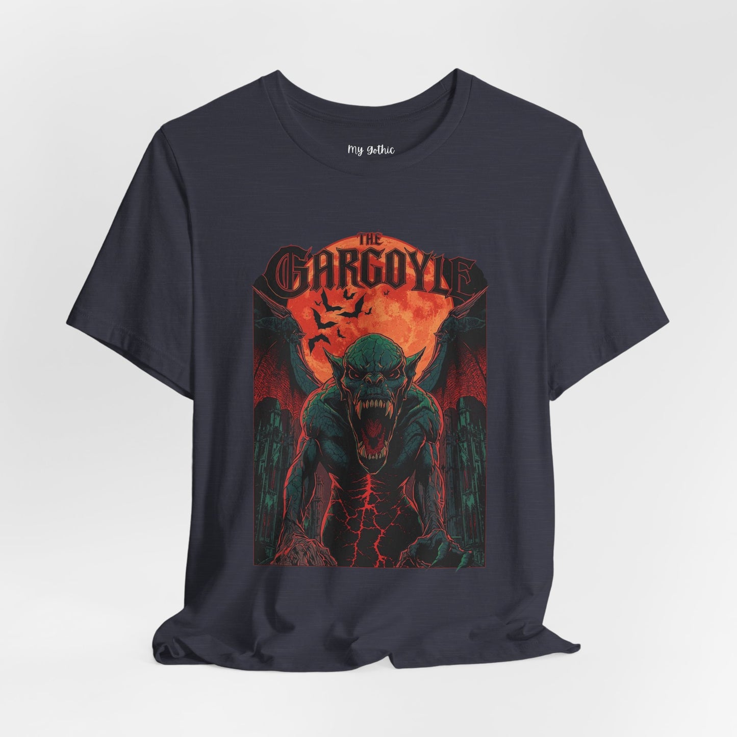 "The Gargoyle" — Dark Gothic Winged Statue Graphic Tee Design