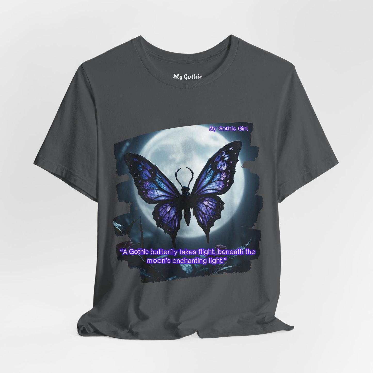 My Gothic Girl T-Shirt "Purple Gothic Butterfly" – Whimsy Goth Streetwear, Dark Poetry Fashion, Alt Aesthetic Apparel