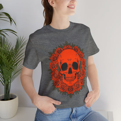 "ORANGE SKULL & ROSES"  Gothic Graphic T-Shirt – Alt Aesthetic Poetic Goth Streetwear