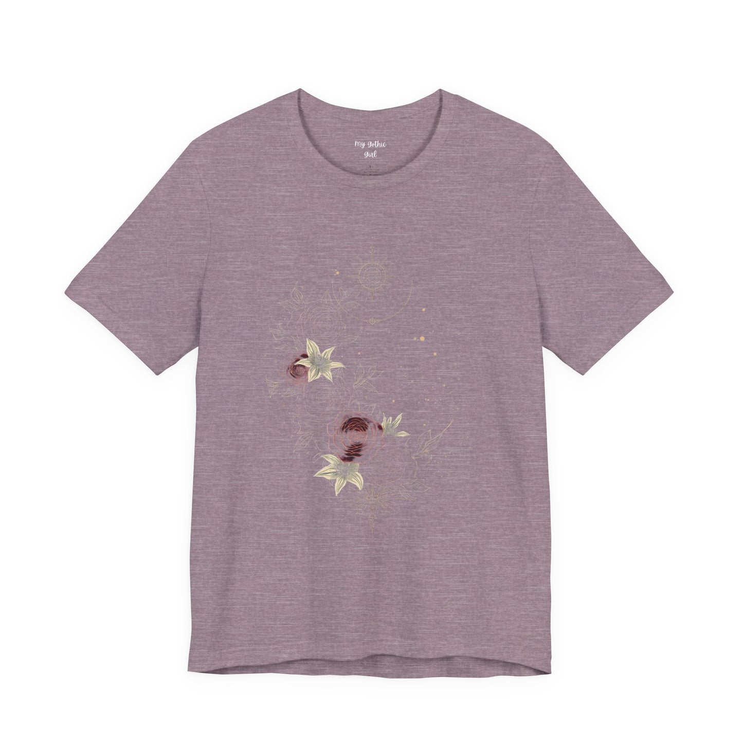“Dark Floral Moon & Ornamental Geometry” T-Shirt Dark Floral Moon Ornamental Geometry Unisex Jersey Short Sleeve Tee