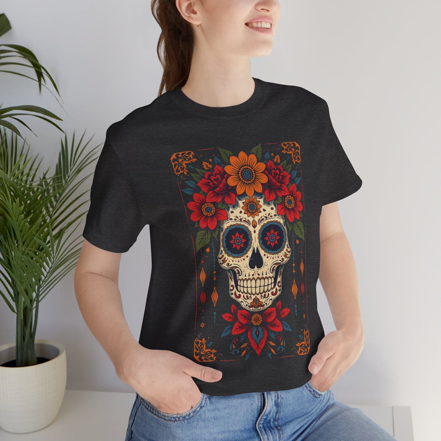Day of the Dead Sugar Skull T-Shirt — Floral Calavera Graphic Tee
