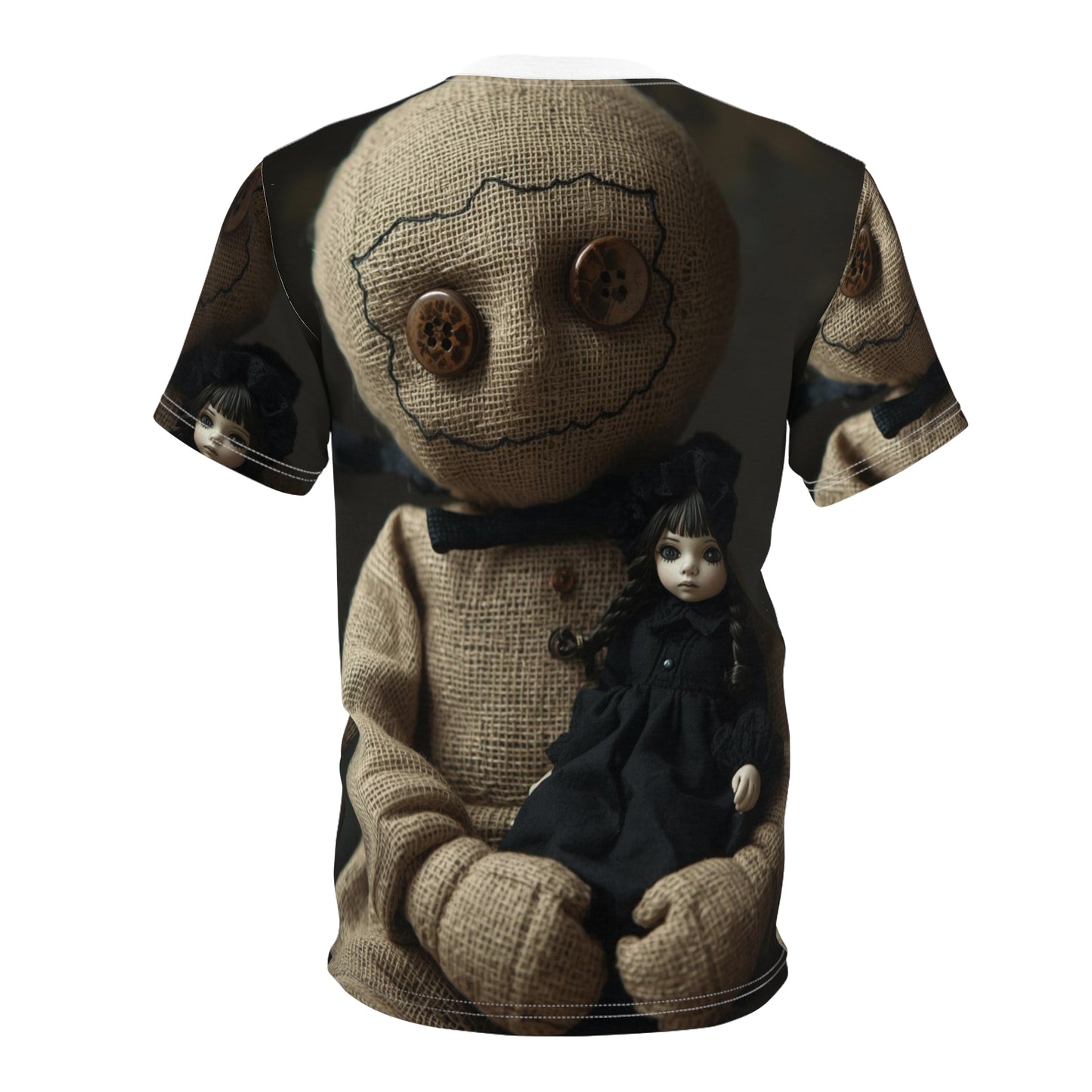 Gunny Sack Doll with Toy Gothic Doll | Horror All-Over Print T‑Shirt