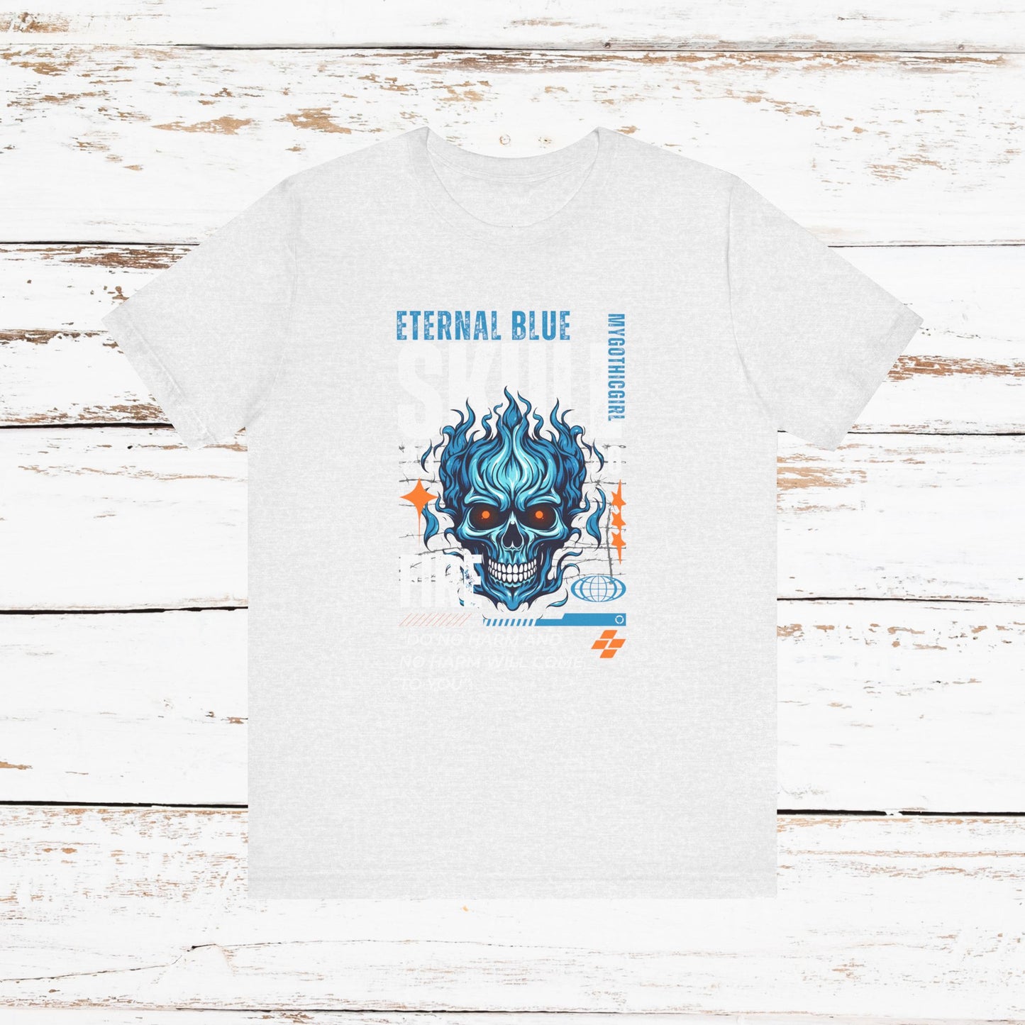 Eternal Blue Skull Flame Gothic Tee