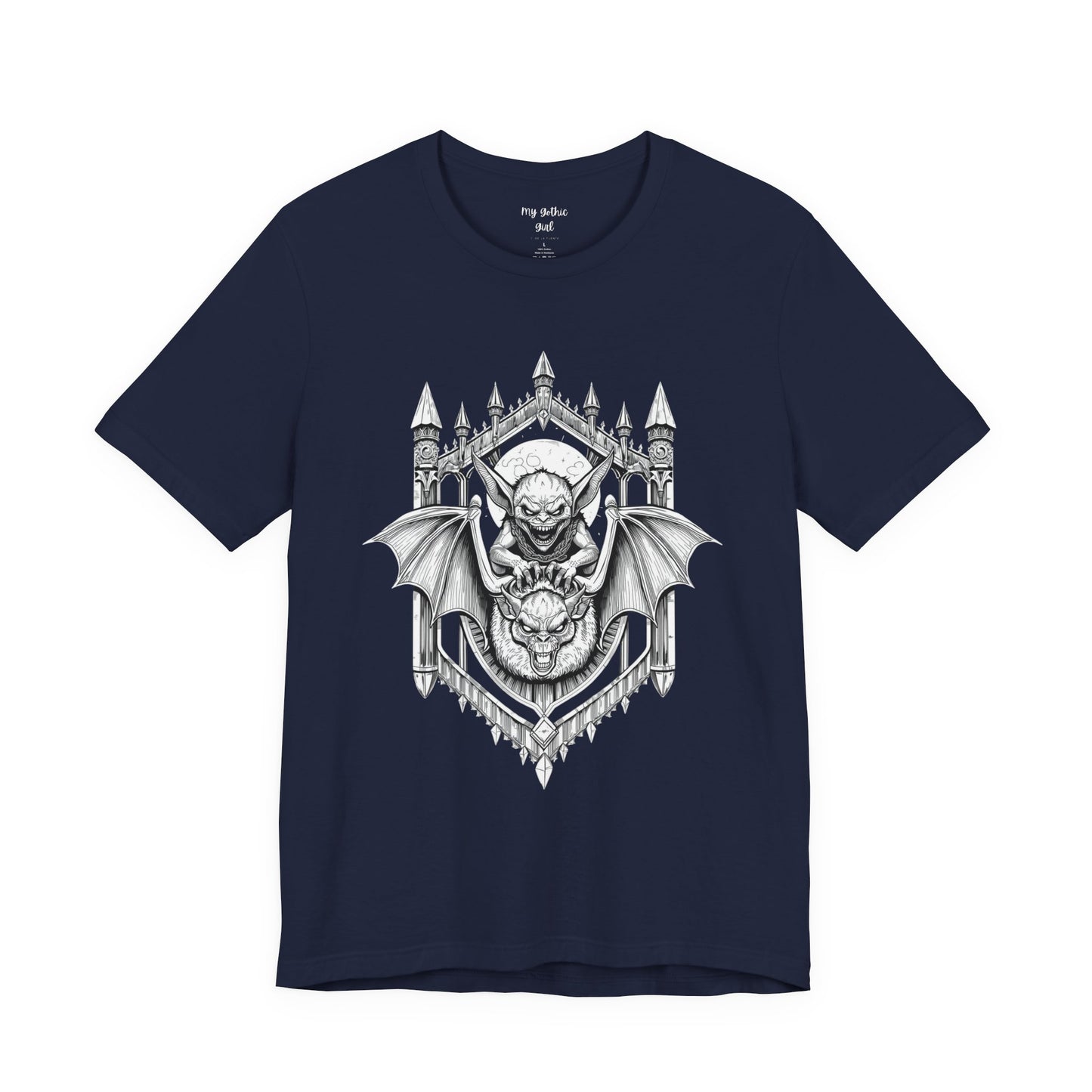 A Sinister Gremlin Riding on a Flying Bat - Graphic Tee
