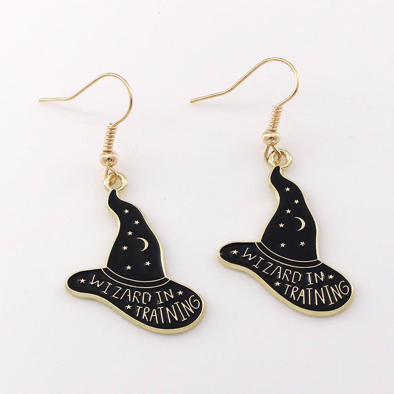 Gothic Black Cat Skull Earrings for Women's Jewelry