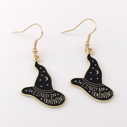 Gothic Black Cat Skull Earrings for Women's Jewelry