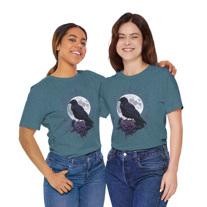 "The Raven and Moon"  Gothic Graphic T-Shirt – Alt Aesthetic Poetic Goth Street-wear