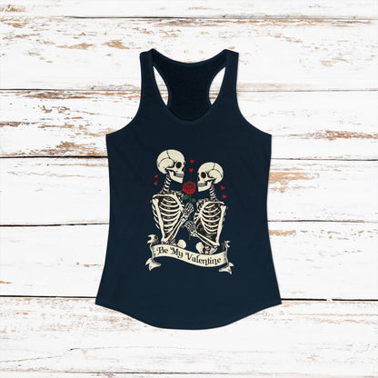 Cute Gothic Skeleton Romance Shirt — Women's Racerback Tank