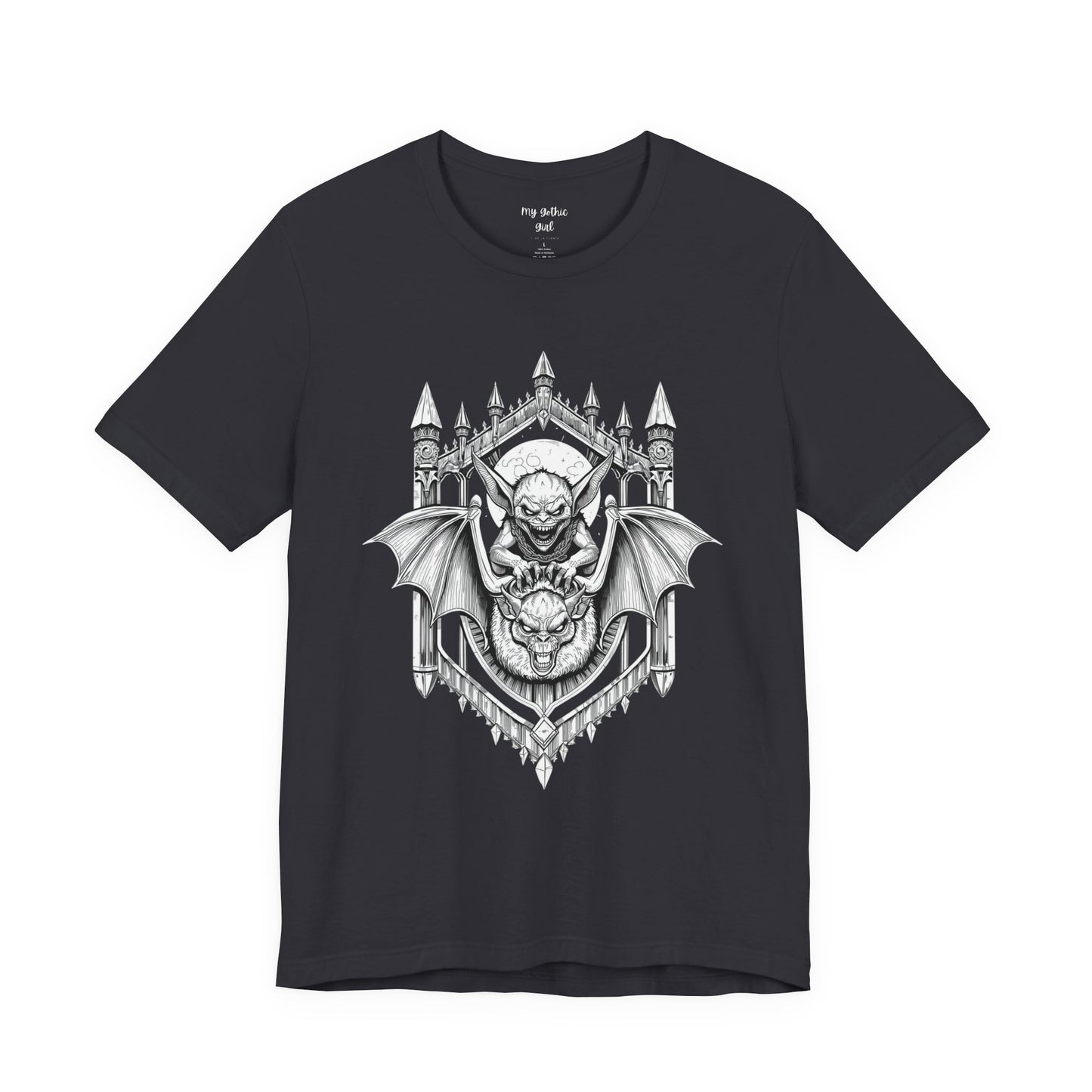A Sinister Gremlin Riding on a Flying Bat - Graphic Tee