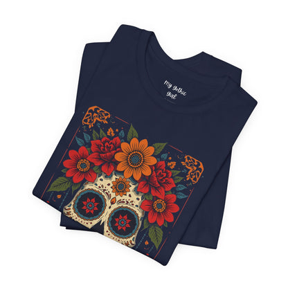 Day of the Dead Sugar Skull T-Shirt — Floral Calavera Graphic Tee