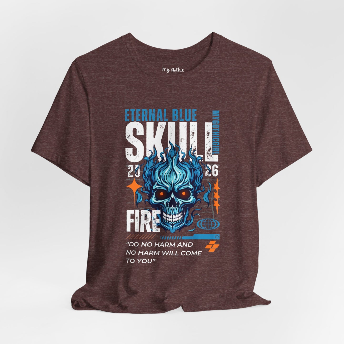 Eternal Blue Skull Flame Gothic Tee
