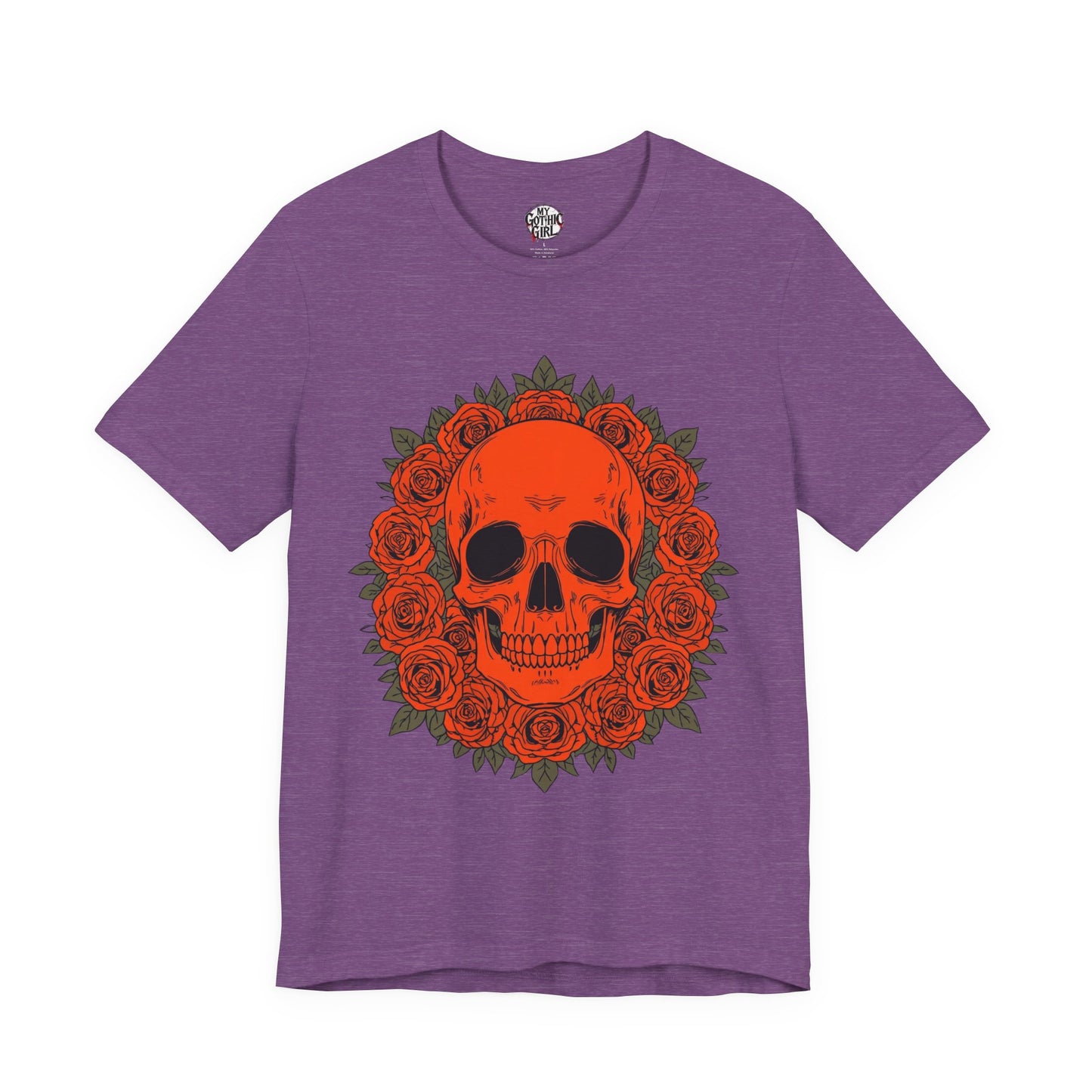 "ORANGE SKULL & ROSES"  Gothic Graphic T-Shirt – Alt Aesthetic Poetic Goth Streetwear