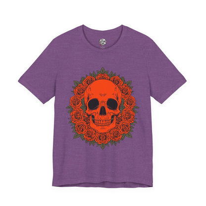 "ORANGE SKULL & ROSES"  Gothic Graphic T-Shirt – Alt Aesthetic Poetic Goth Streetwear